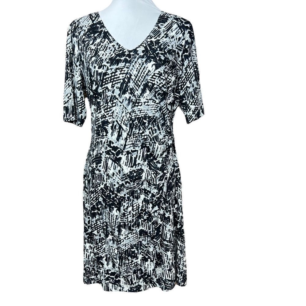 NIC+ZOE Women Dress Trails Twist Sheath Pullover Black White Grey Blue Large